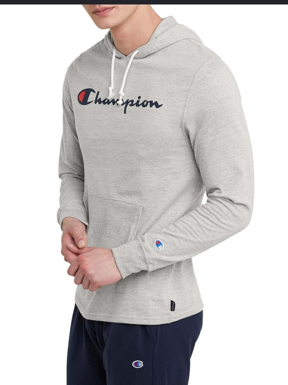 Champion Light Gray Logo Pullover Hoodie